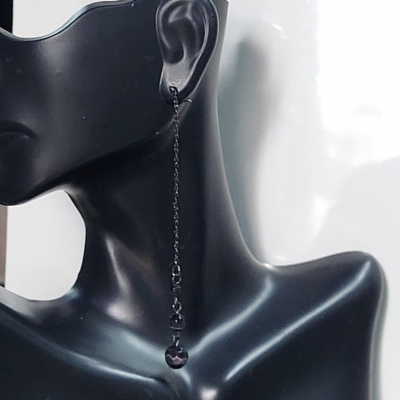 E346 Minimalist Faceted Bead Drop Earrings - Picture 13 of 14